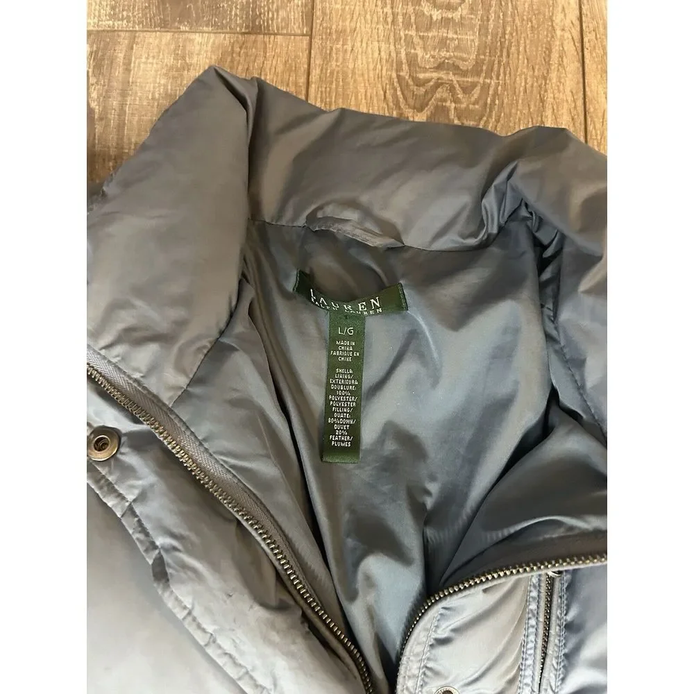 Lauren Ralph Lauren Down Quilted  Full Zip Puffer Parka‎ Coat Jacket Blue Sz L